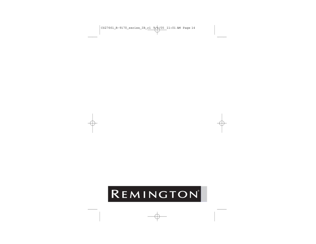 Remington R-9190, R-9290 manual CS27661R-9170seriesIBr1 9/1/05 1101 AM 