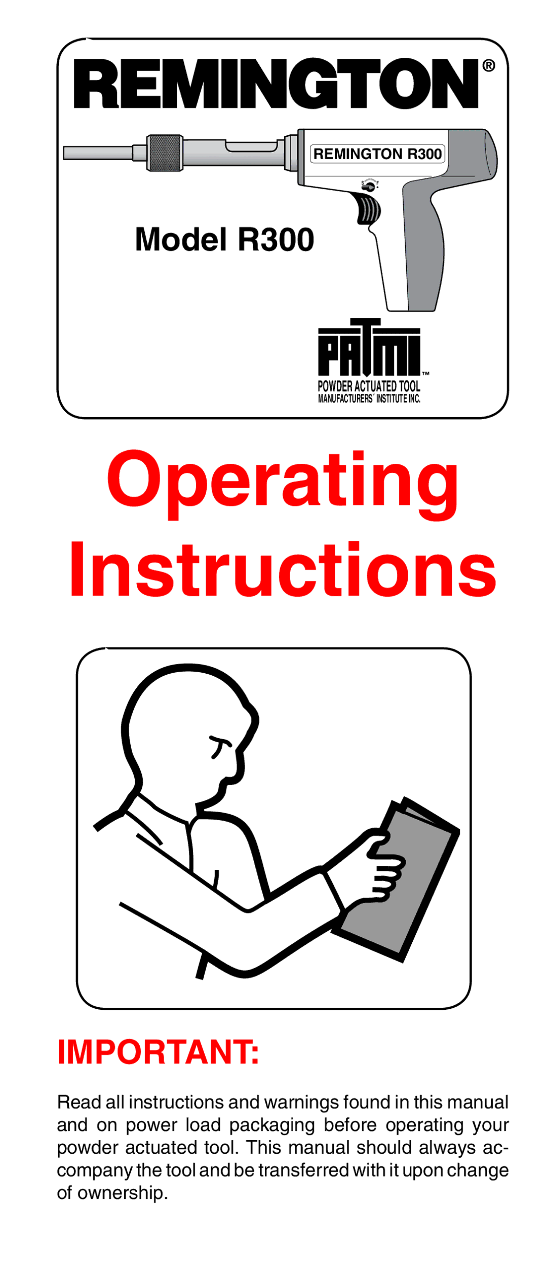 Remington r300 operating instructions Operating Instructions, Model R300 