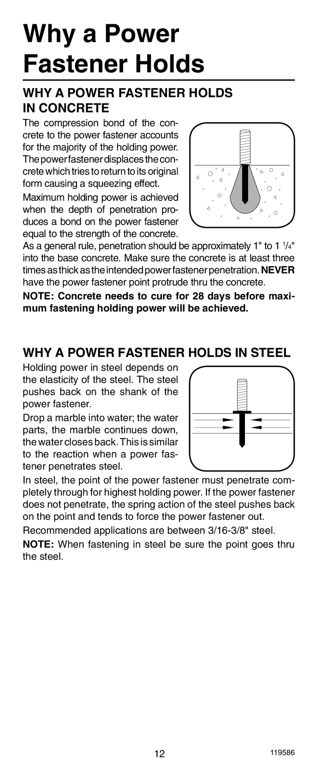 Remington r300 Why a Power Fastener Holds, WHY a Power Fastener Holds in Concrete, WHY a Power Fastener Holds in Steel 