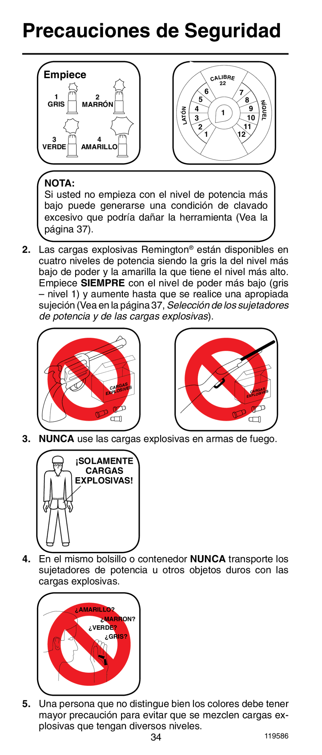 Remington r300 operating instructions Empiece, Nota 