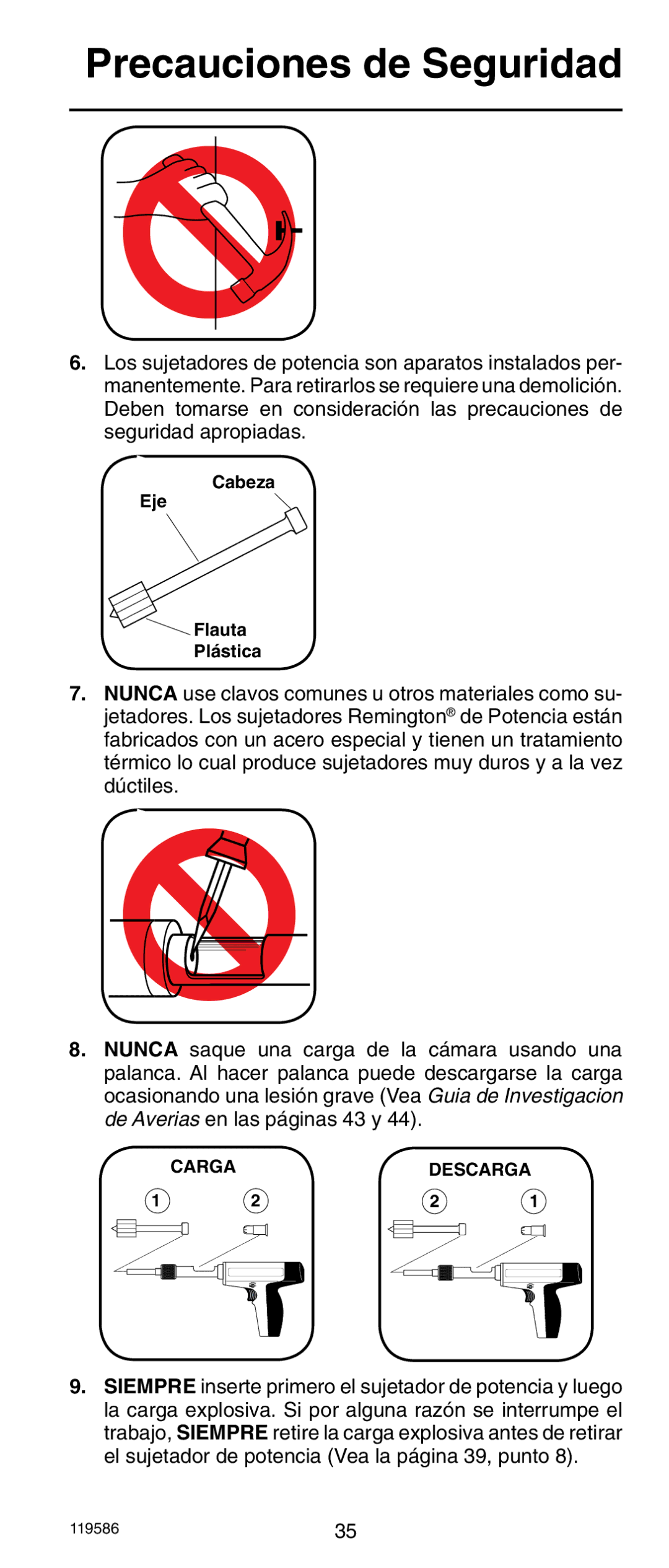 Remington r300 operating instructions Cargadescarga 