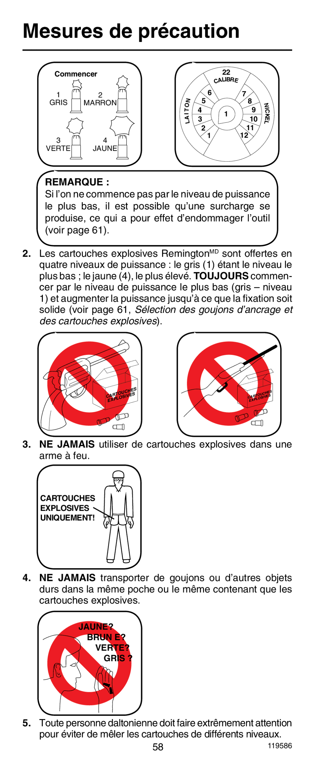 Remington r300 operating instructions Remarque, JAUNE? Brun E? VERTE? Gris ? 