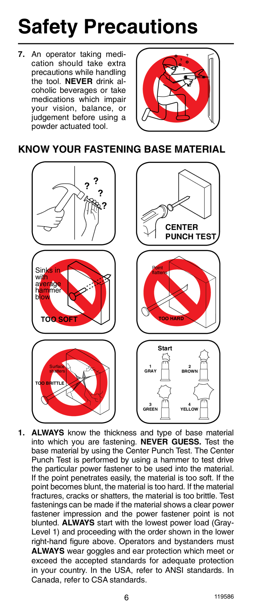 Remington r300 operating instructions Know Your Fastening Base Material, Center Punch Test 