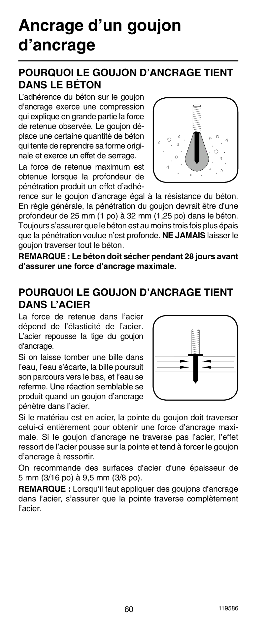 Remington r300 operating instructions Ancrage d’un goujon d’ancrage, Pourquoi LE Goujon D’ANCRAGE Tient Dans LE Béton 