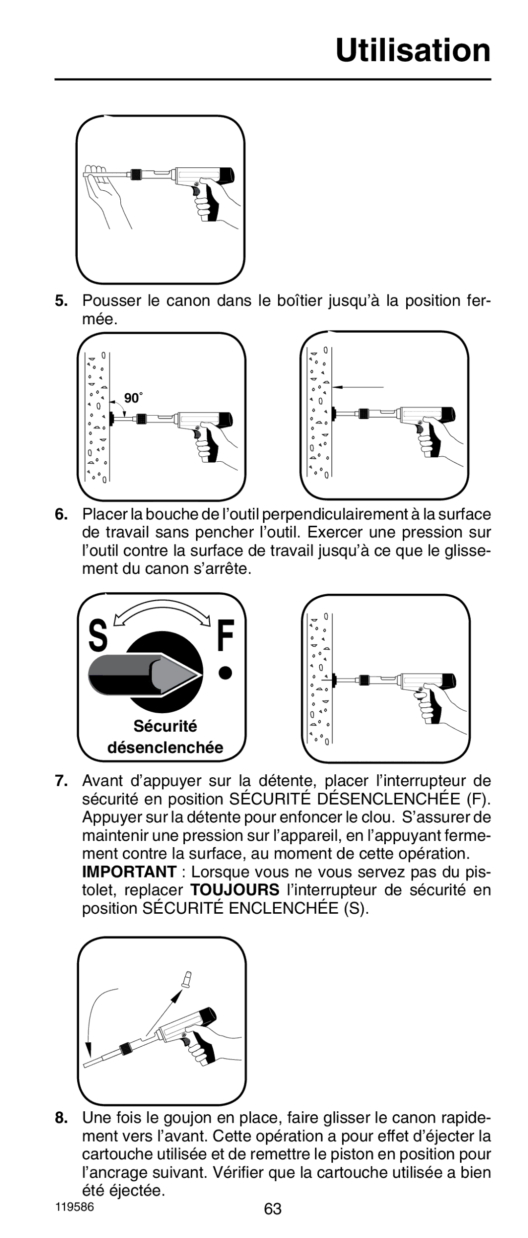 Remington r300 operating instructions Sécurité Désenclenchée 