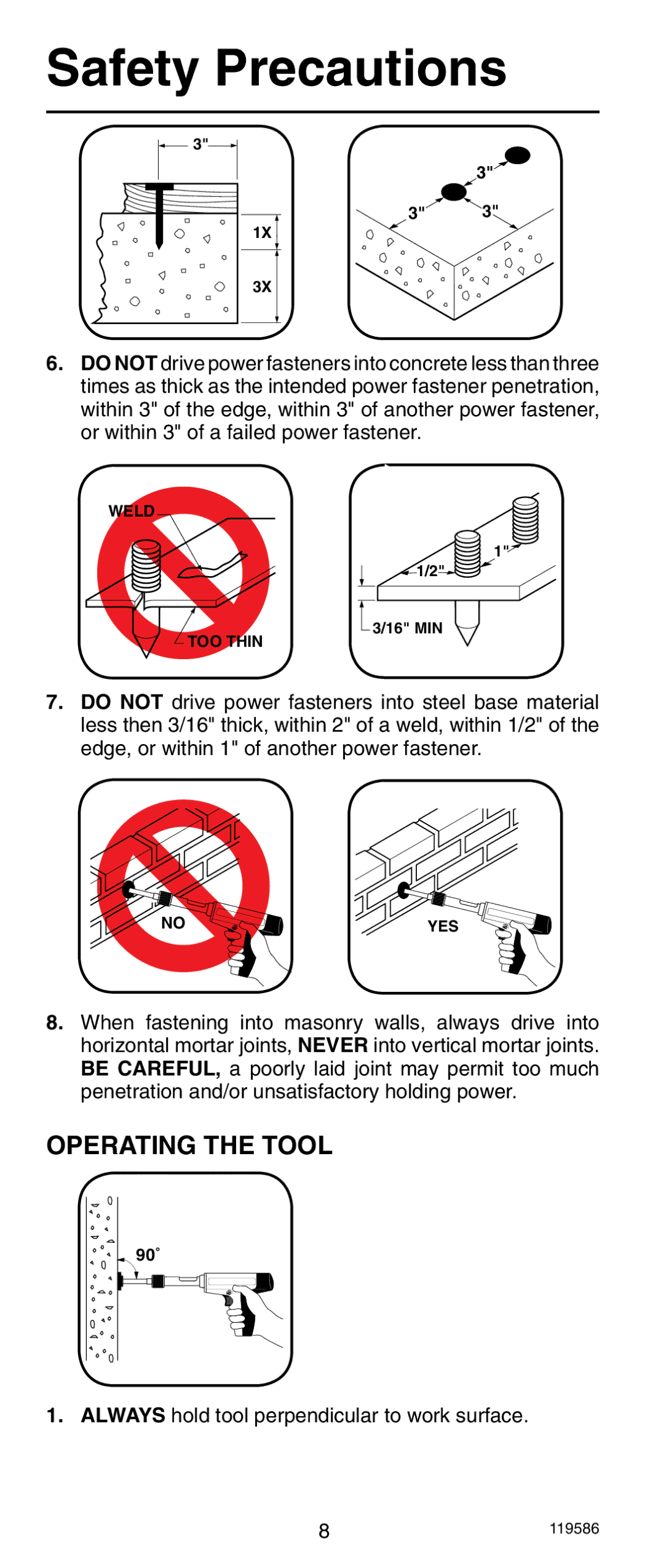 Remington r300 operating instructions Operating the Tool 