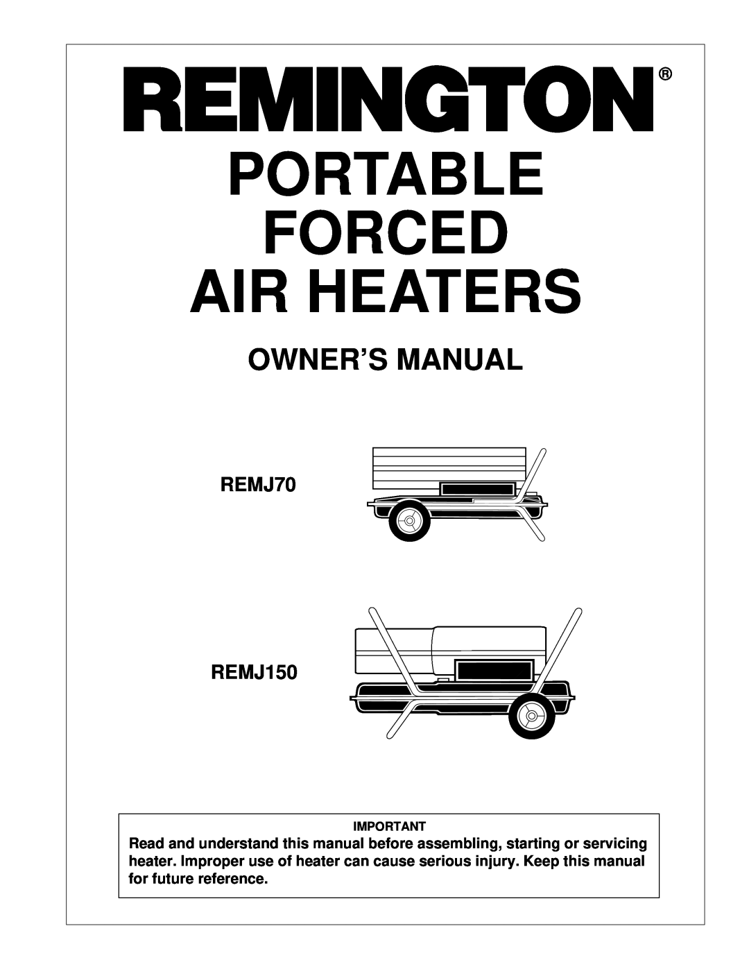 Remington owner manual REMJ70 REMJ150, Portable Forced Air Heaters, Side Handle, Pfa/Pv 