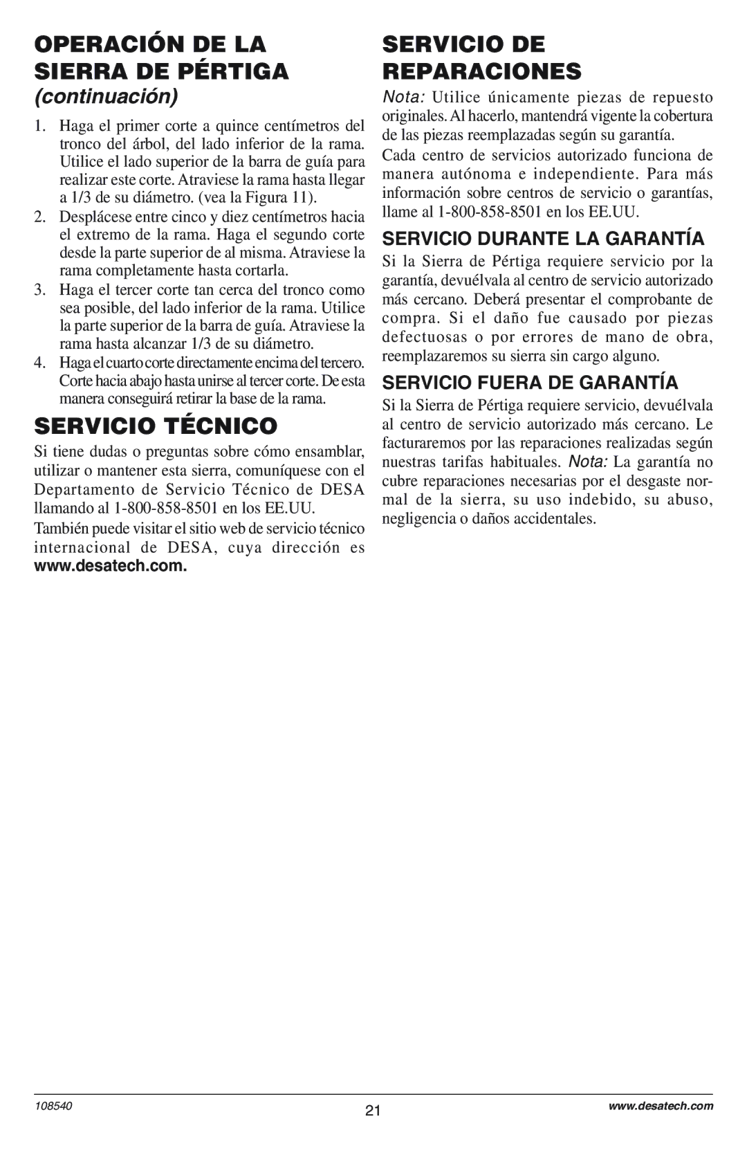 Remington 106821 Servicio TƒCNICO, Servicio DE Reparaciones, Servicio Durante LA GARANTêA, Servicio Fuera DE GARANTêA 