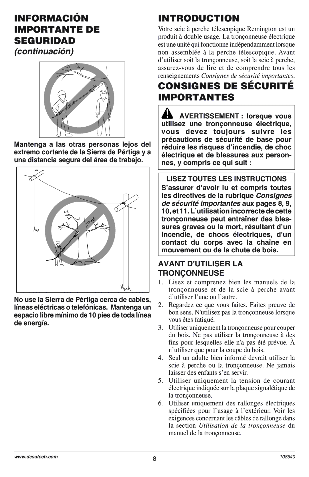 Remington RPS 96: 104317, 106821 owner manual Consignes DE SƒCURITƒ, Importantes, Avant Dõutiliser LA TRON‚ONNEUSE 