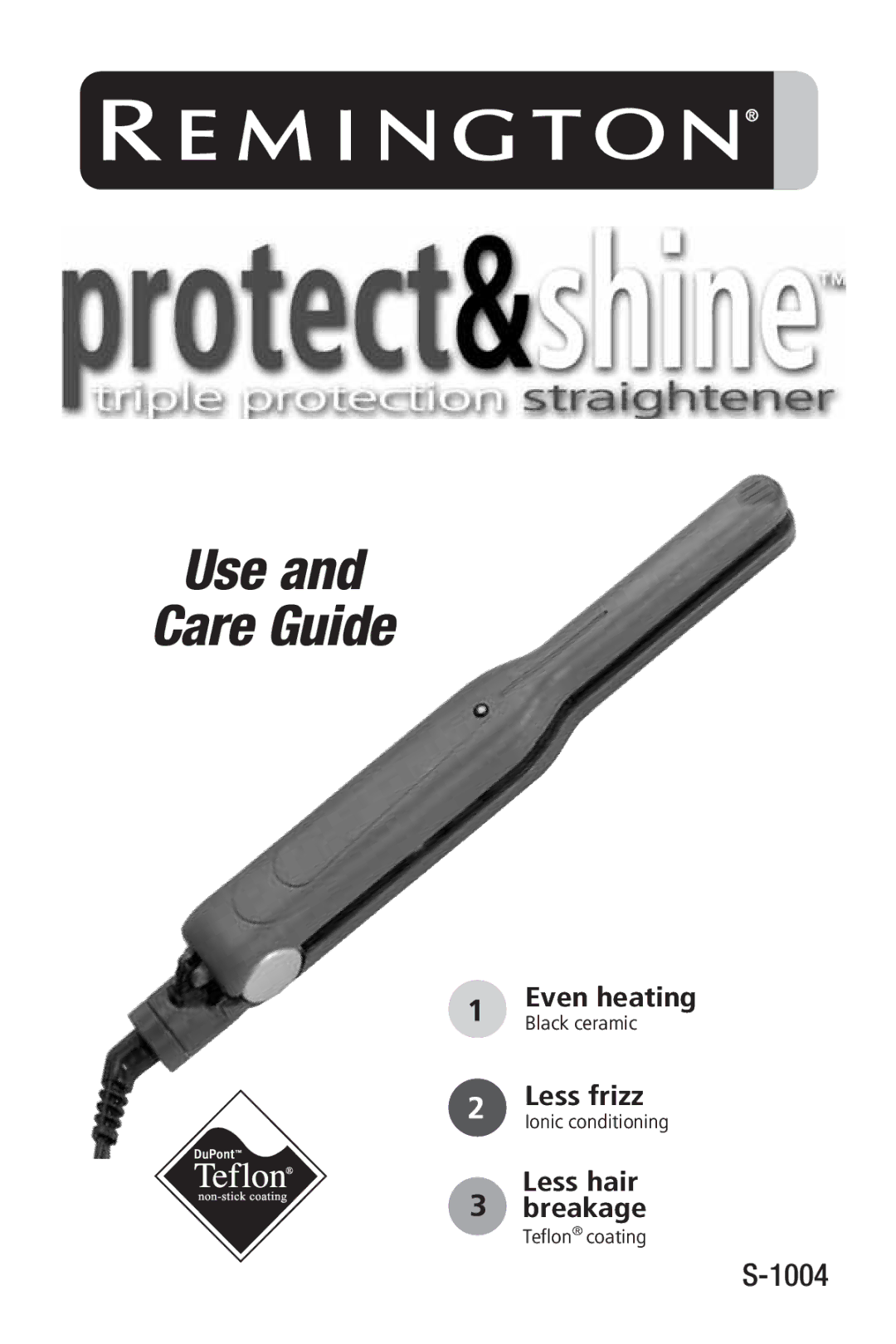 Remington S-1004 manual Use Care Guide 