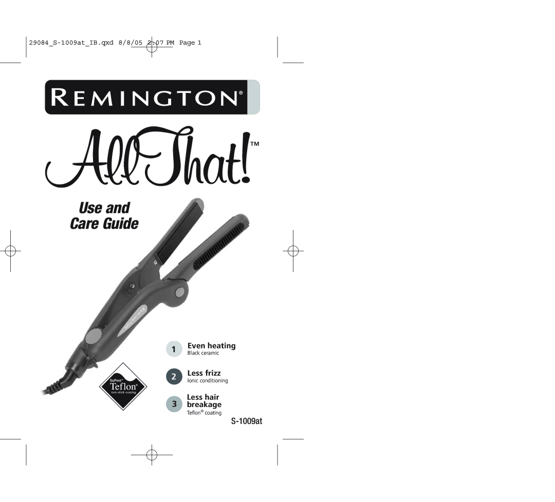 Remington S-1009at manual Use Care Guide 