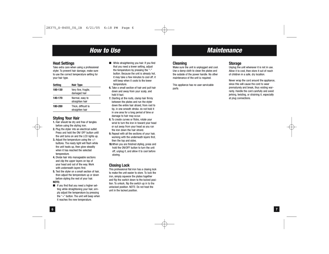 Remington S-8400 manual How to Use Maintenance 