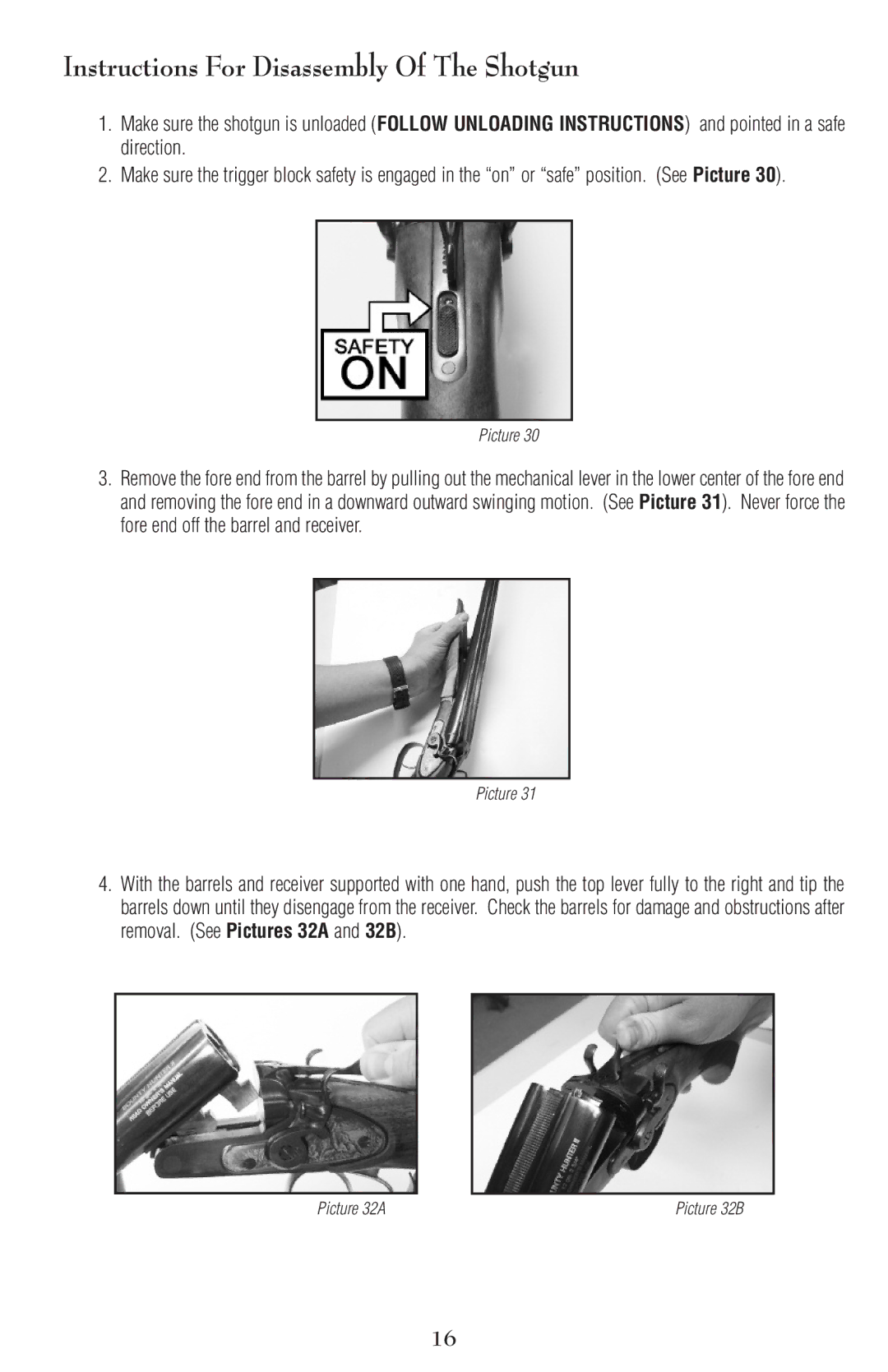 Remington SPR 220H, Side-By-Side Cocking Hammer Shotgun Instructions For Disassembly Of The Shotgun, Picture 32A 