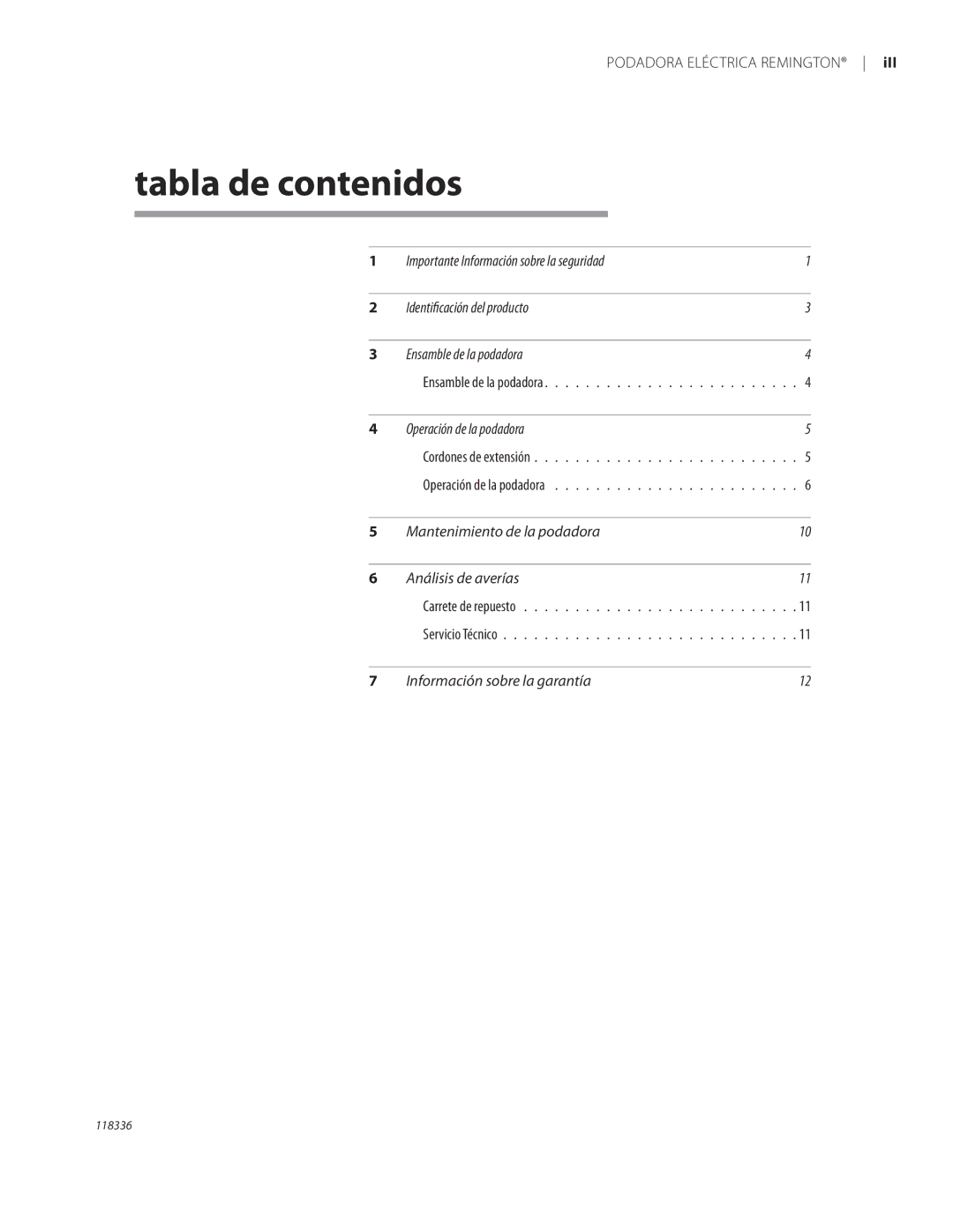 Remington ST3010A owner manual Tabla de contenidos 