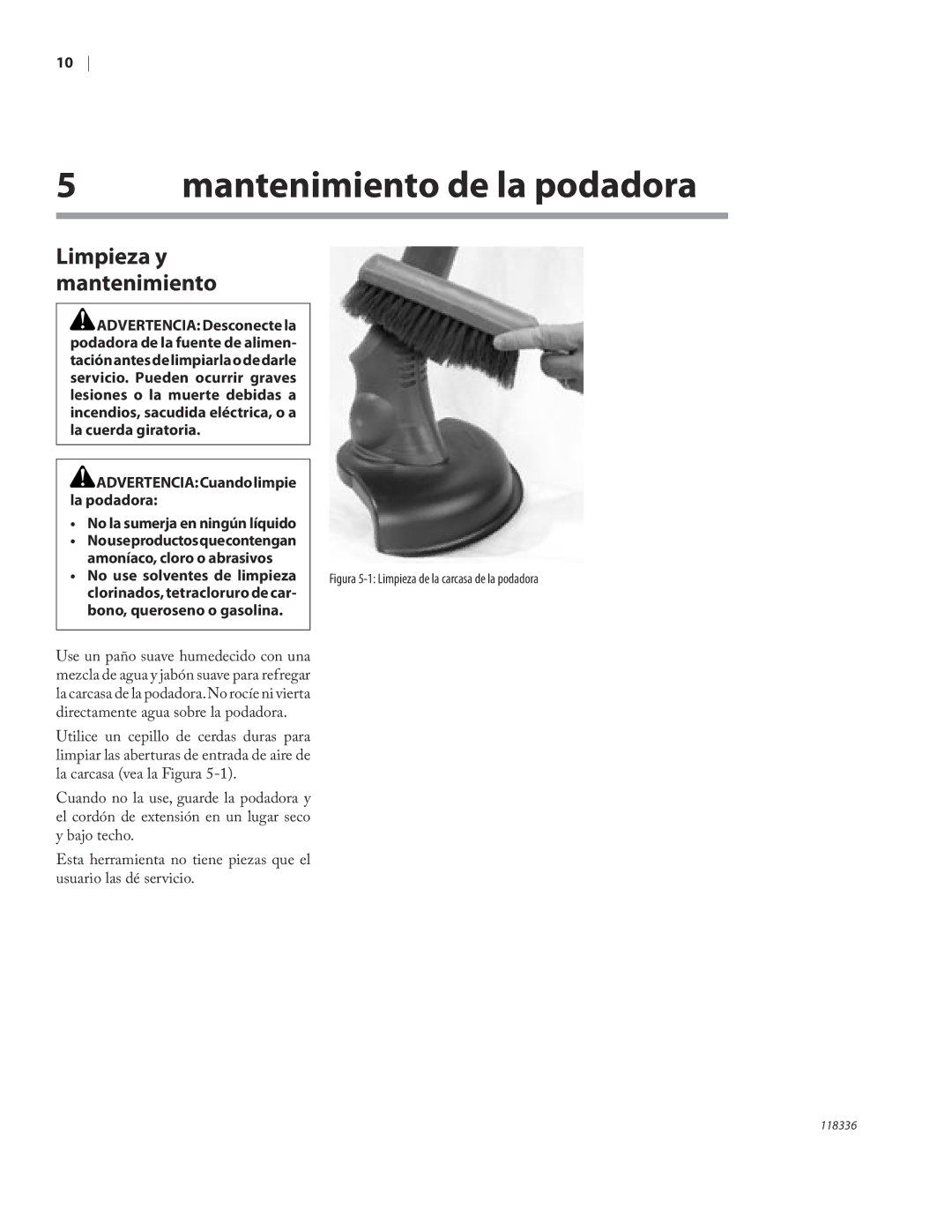 Remington ST3010A owner manual Mantenimiento de la podadora, Limpieza y mantenimiento, No use solventes de limpieza 