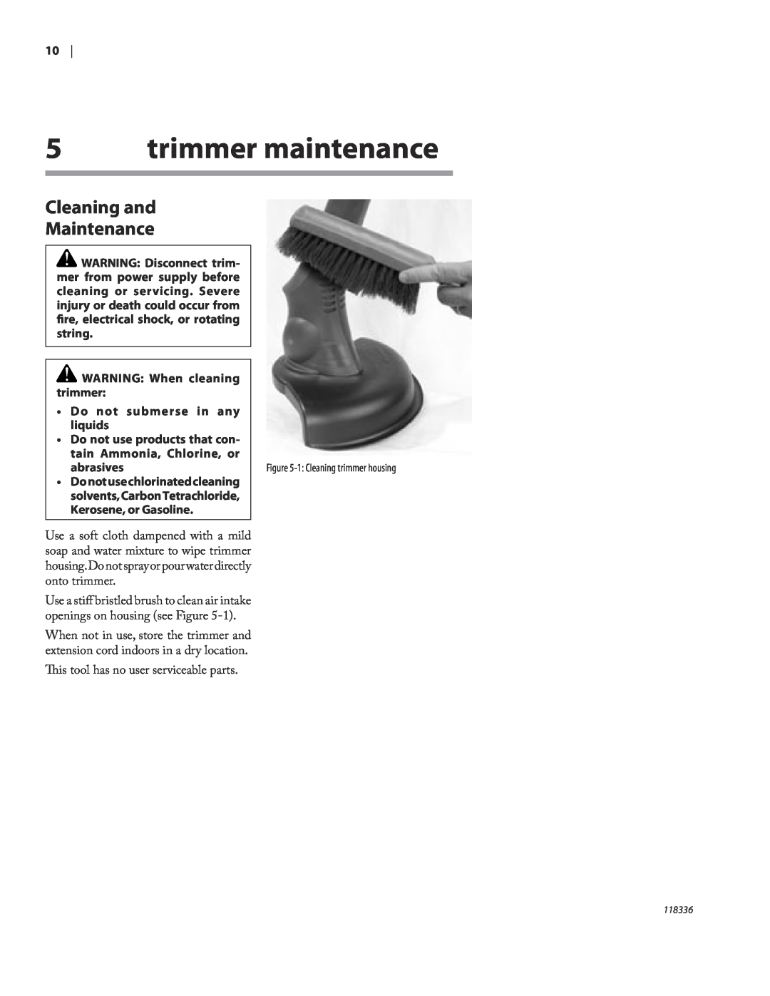 Remington ST3010A owner manual trimmer maintenance, Cleaning and Maintenance, WARNING When cleaning trimmer, abrasives 
