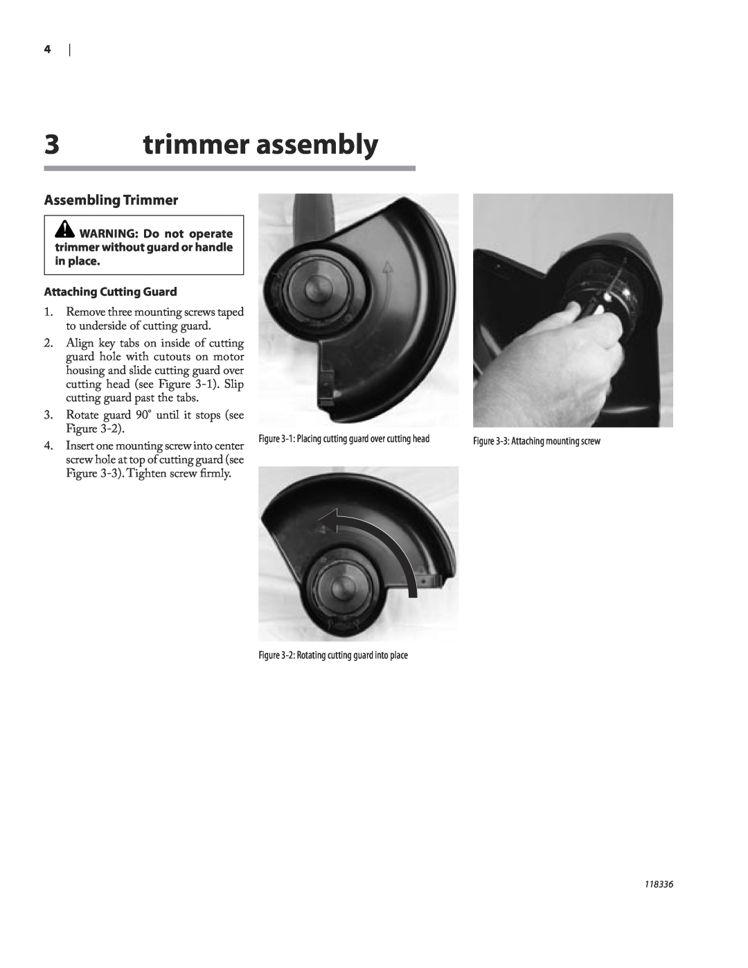 Remington ST3010A owner manual trimmer assembly, Assembling Trimmer, Attaching Cutting Guard 
