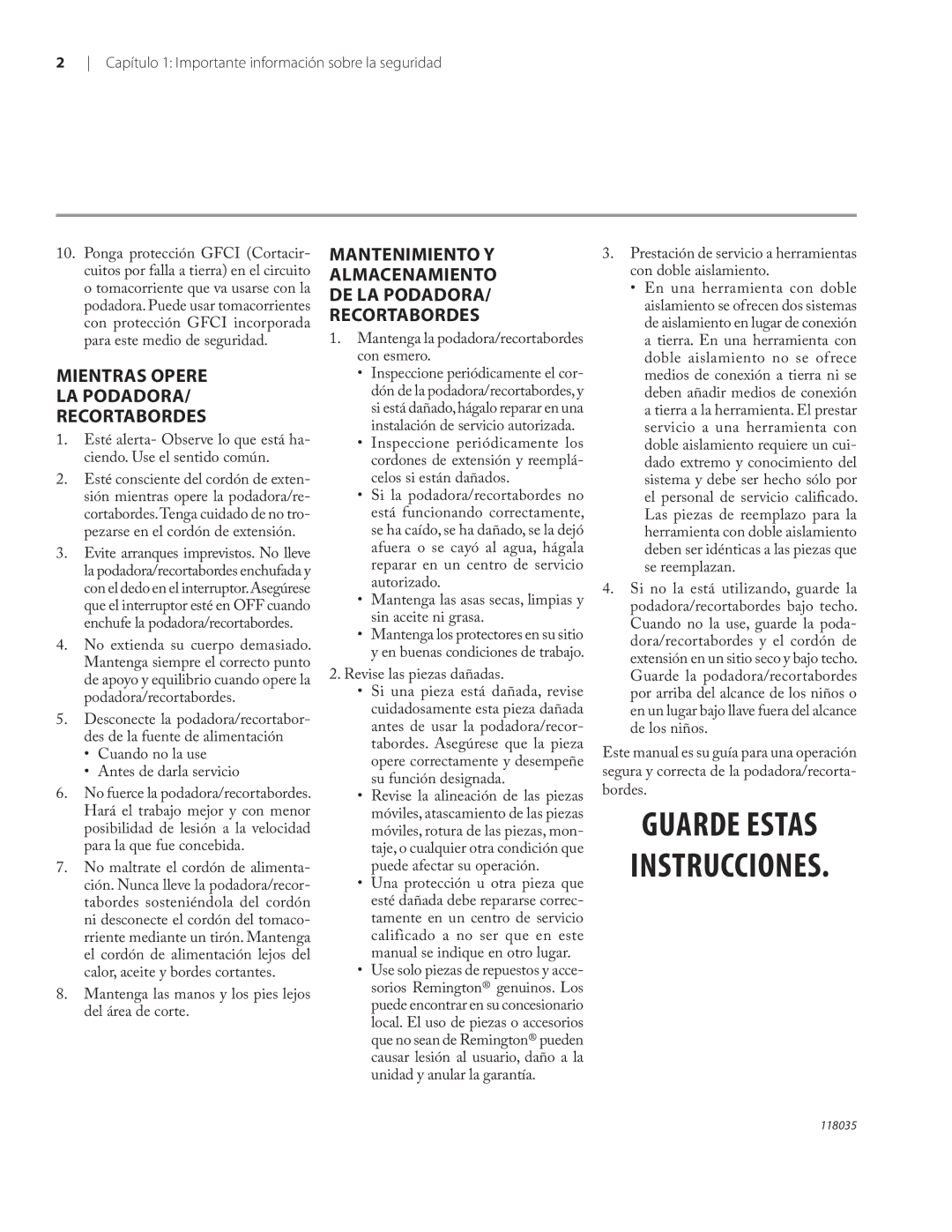 Remington ST3812B, ST4514B Capítulo 1 Importante información sobre la seguridad, Cuando no la use Antes de darla servicio 