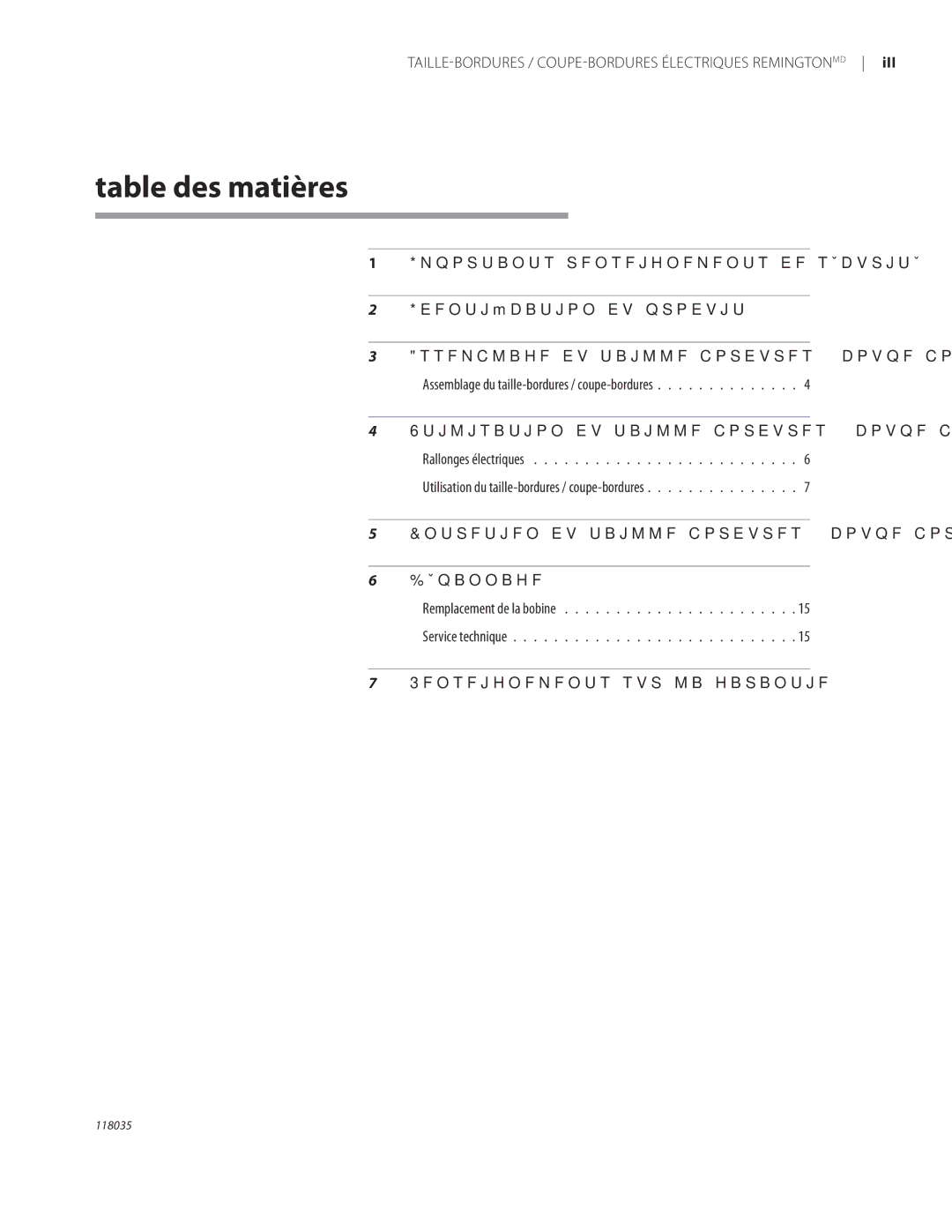 Remington ST3812B, ST4514B owner manual Table des matières, TAILLE-BORDURES / COUPE-BORDURES Électriques Remingtonmd 