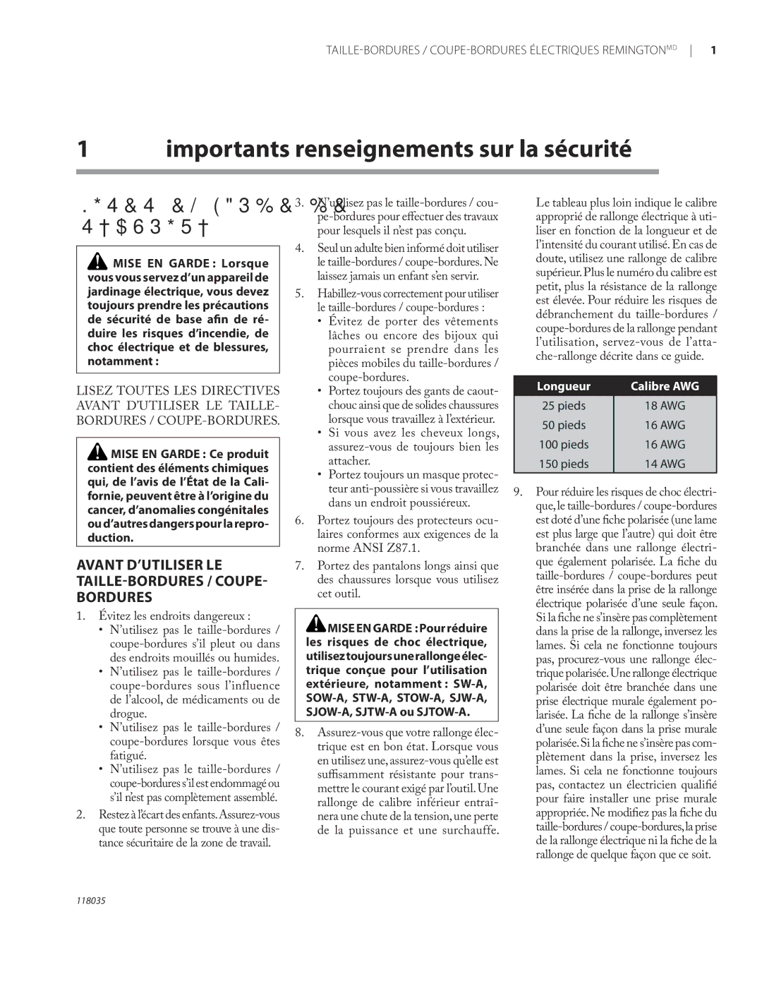 Remington ST3812B, ST4514B owner manual Importants renseignements sur la sécurité, Évitez les endroits dangereux 