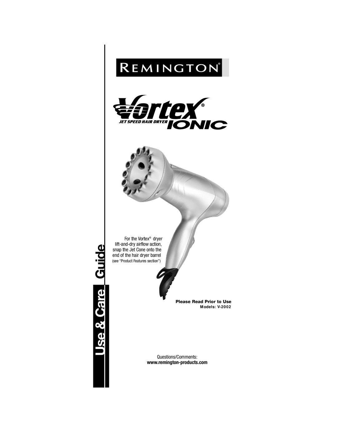 Remington V-2002 manual Use & Care Guide 