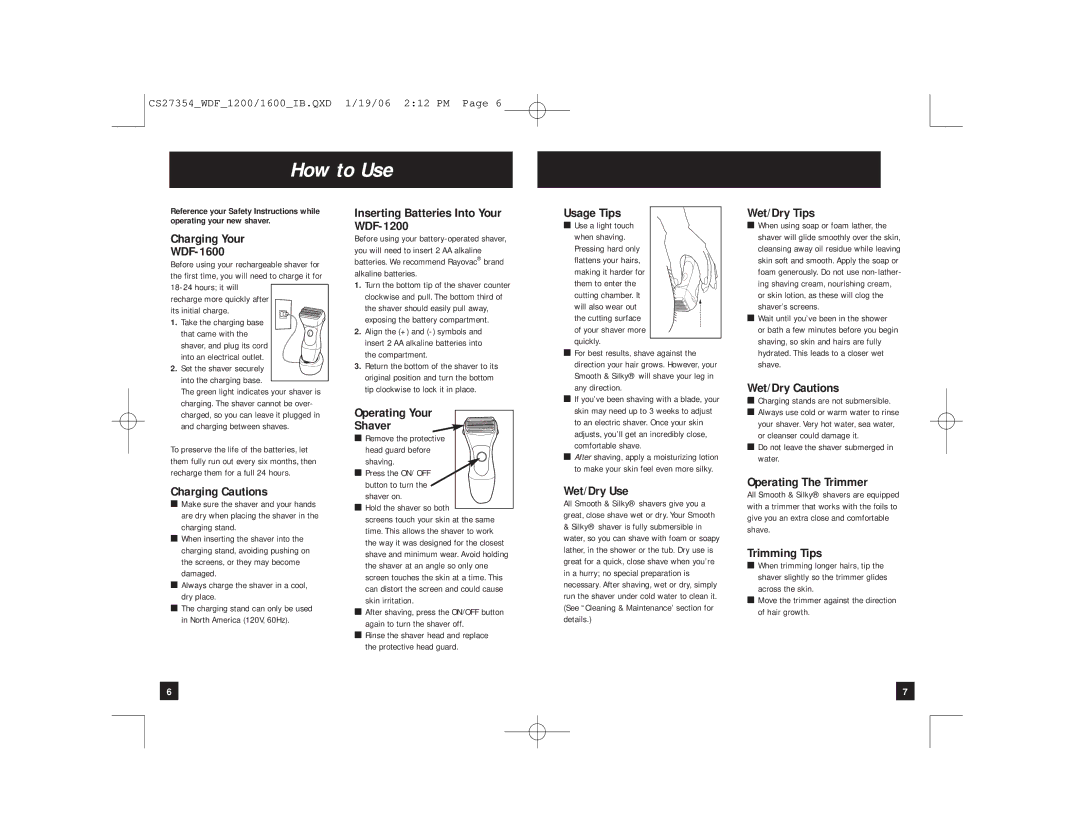 Remington WDF-1600, WDF-1200 manual How to Use 