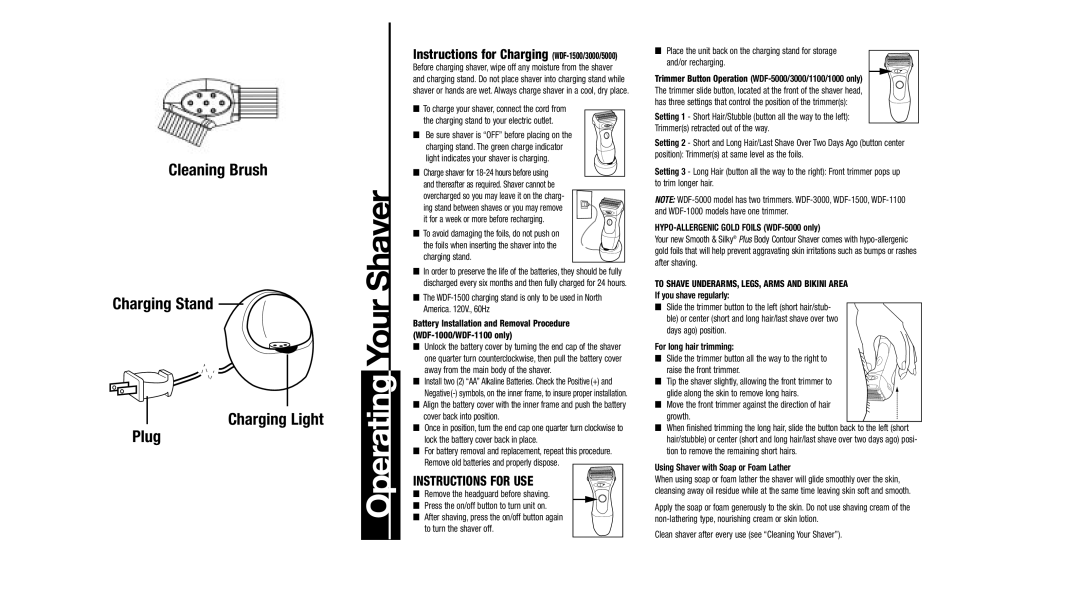 Remington WDF-1100, WDF-3000 Instructions for USE, HYPO-ALLERGENIC Gold Foils WDF-5000 only, If you shave regularly 