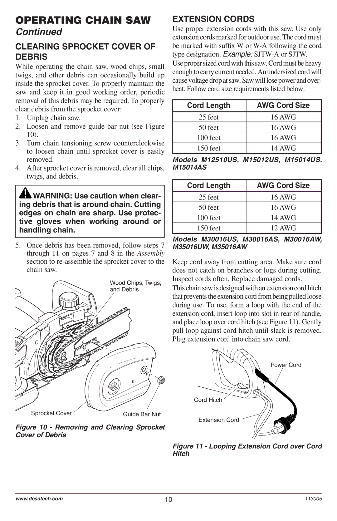 Remington M12510US, M15012US, M15014US, M15014AS, M30016US, M30016AS, M30016AW, M35016UW, M35016AW Extension Cords 