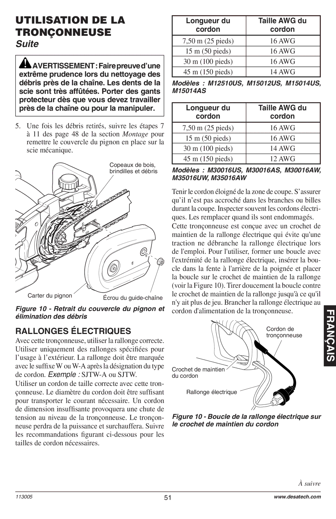 Remington M12510US, M15012US, M15014US, M15014AS, M30016US, M30016AS, M30016AW, M35016UW, M35016AW Rallonges Électriques 