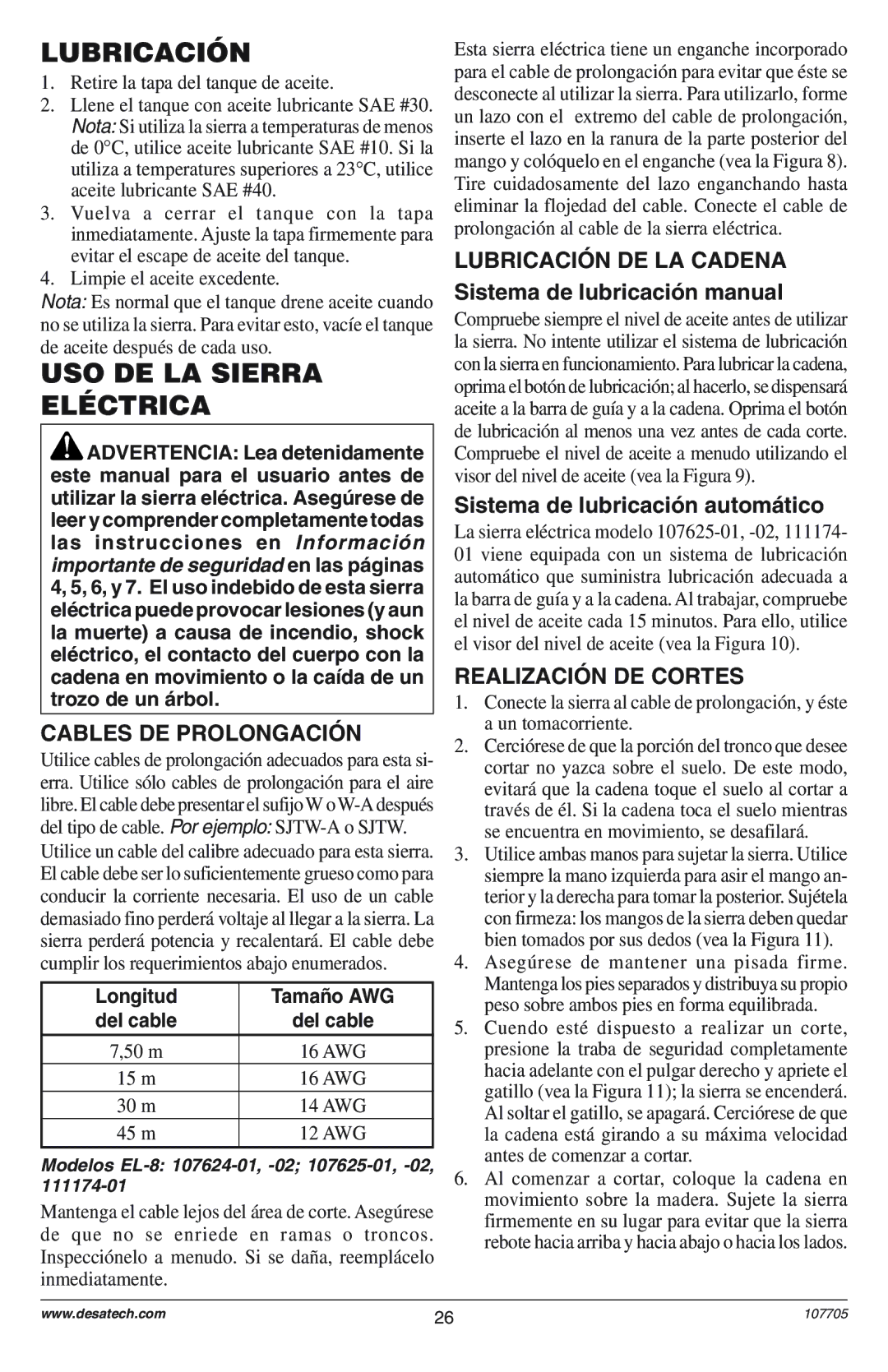 Remington EL-8: 107624-01, EL-8: 107624-02, EL-8: 107625-01, EL-8: 107625-02, EL-8: 111174-01 owner manual Lubricación 