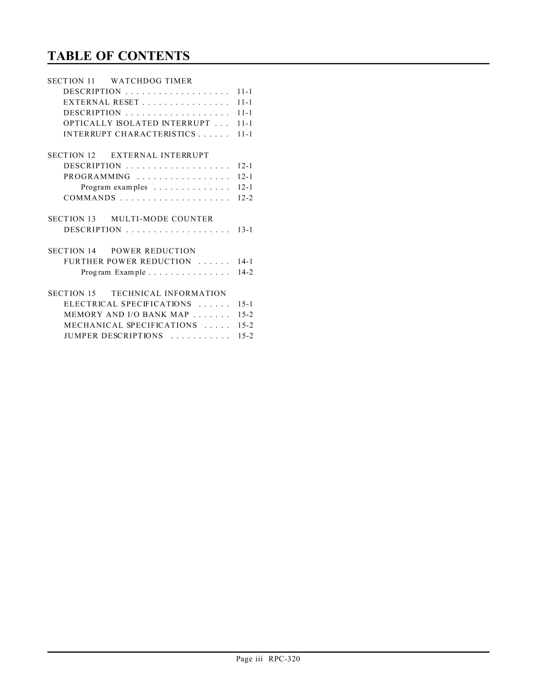 Remote Technologies RPC-320 manual Sect ION 11 Watchdog Timer Description, External Reset, Optically Isolated Interrupt 