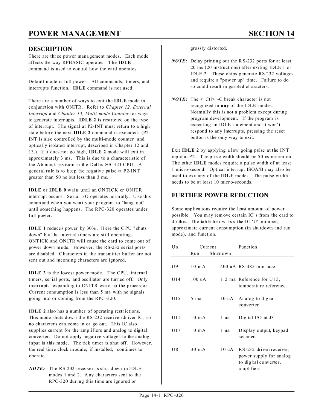 Remote Technologies RPC-320 manual Power Management, Further Power Reduction 