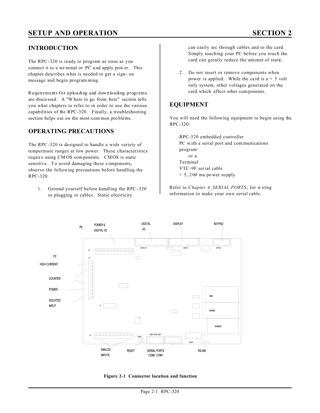 Remote Technologies RPC-320 manual Introduction, Operating Precautions, Equipment 