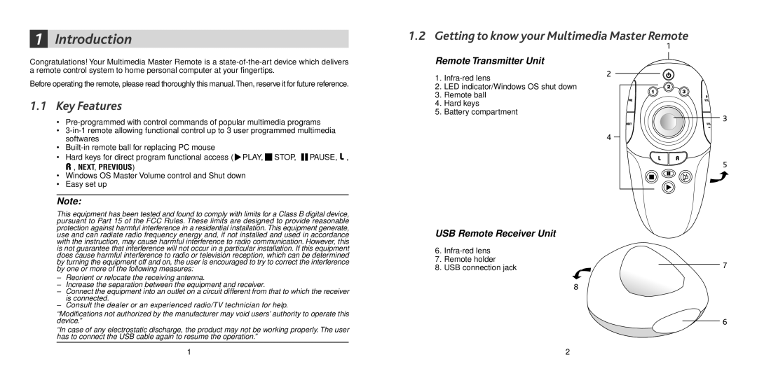 Remotec Multimedia Master Remote manual Introduction 