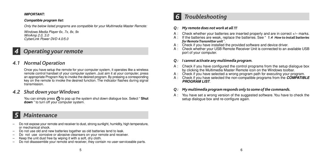 Remotec Multimedia Master Remote manual Operating your remote 