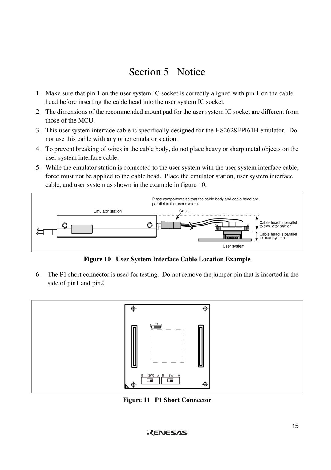 Renesas H8S/2615 Series user manual User System Interface Cable Location Example 