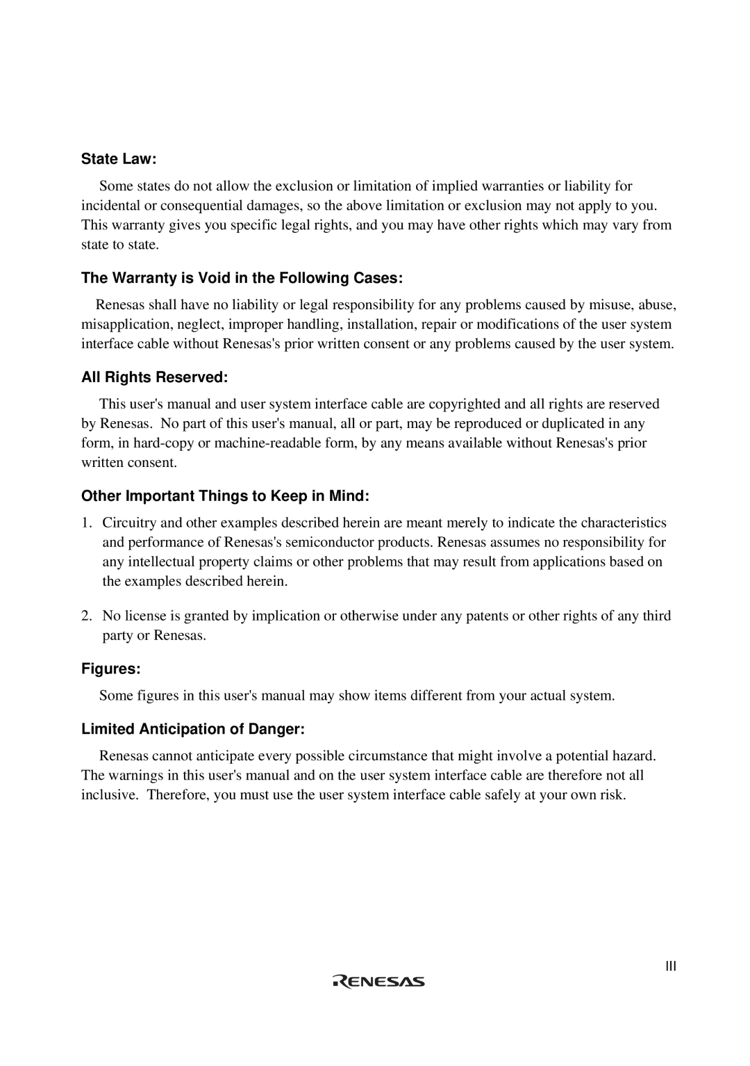 Renesas H8S/2615 Series user manual Figures Limited Anticipation of Danger 