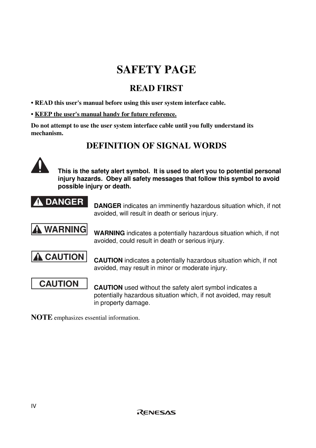 Renesas H8S/2615 Series user manual Safety 