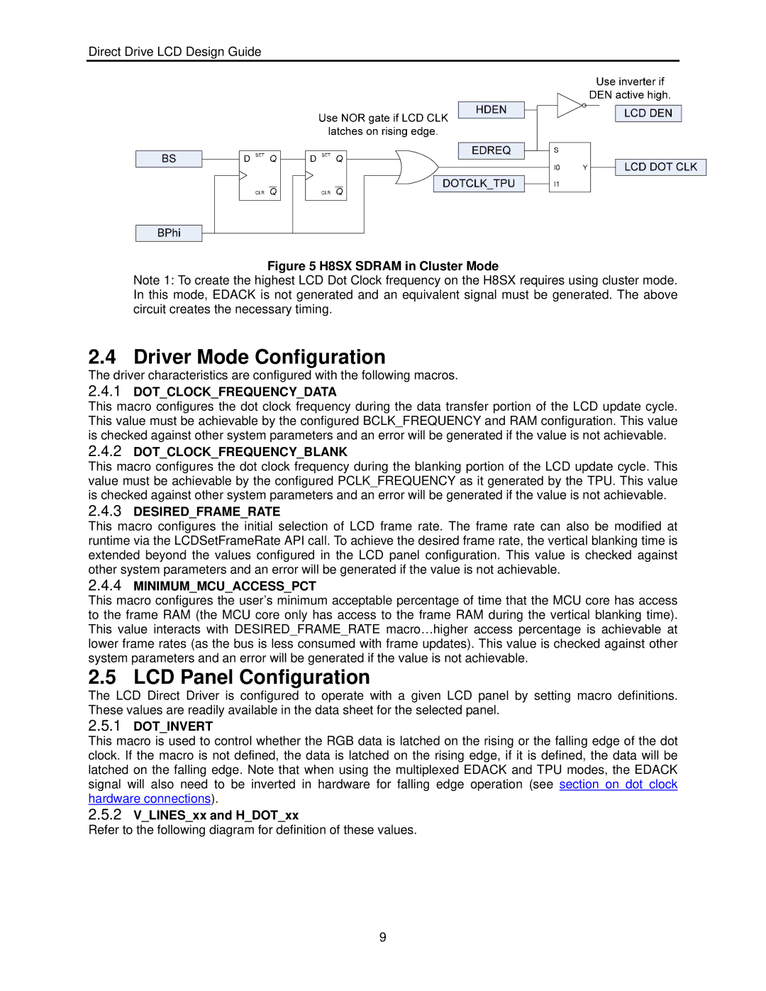 Renesas H8SX user manual Driver Mode Configuration, LCD Panel Configuration, VLINESxx and HDOTxx 