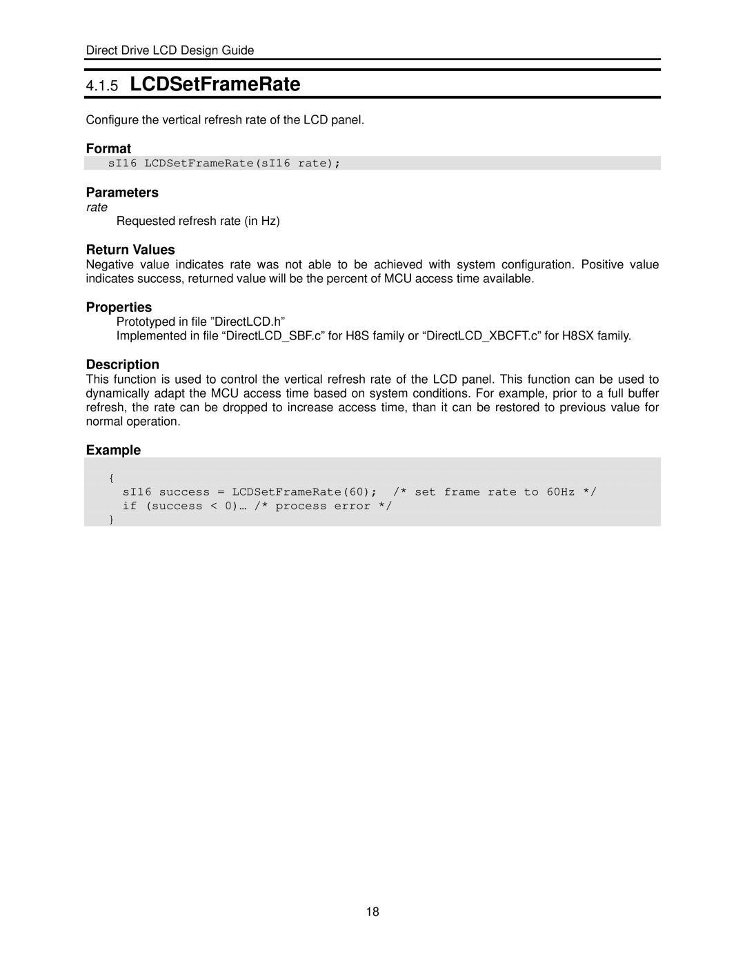 Renesas H8SX user manual LCDSetFrameRate 