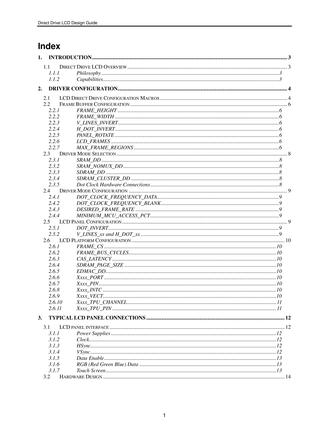 Renesas H8SX user manual Index, Driver Configuration 