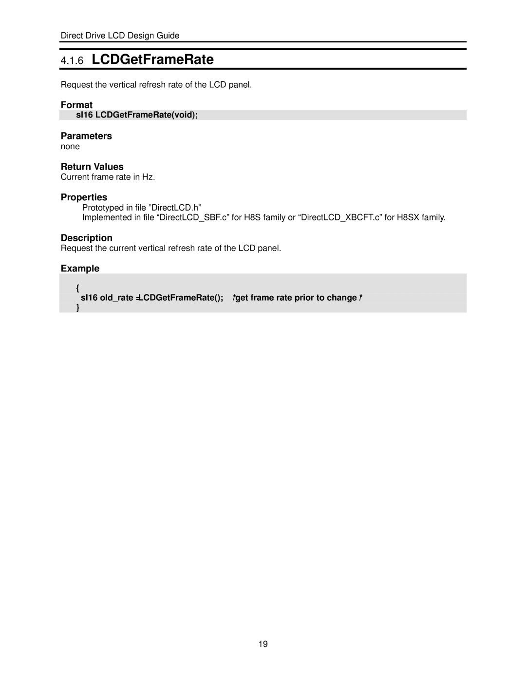 Renesas H8SX user manual LCDGetFrameRate 