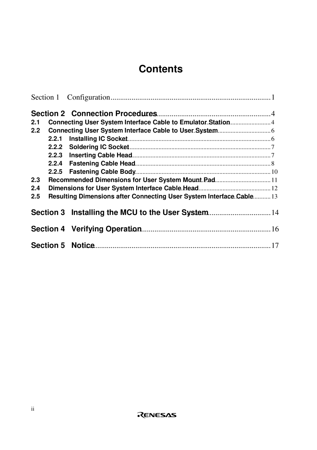 Renesas HS2633ECH61H user manual Contents 