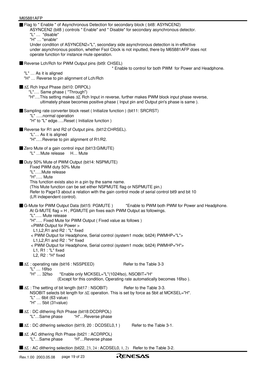 Renesas M65881AFP manual Rev.1.00 