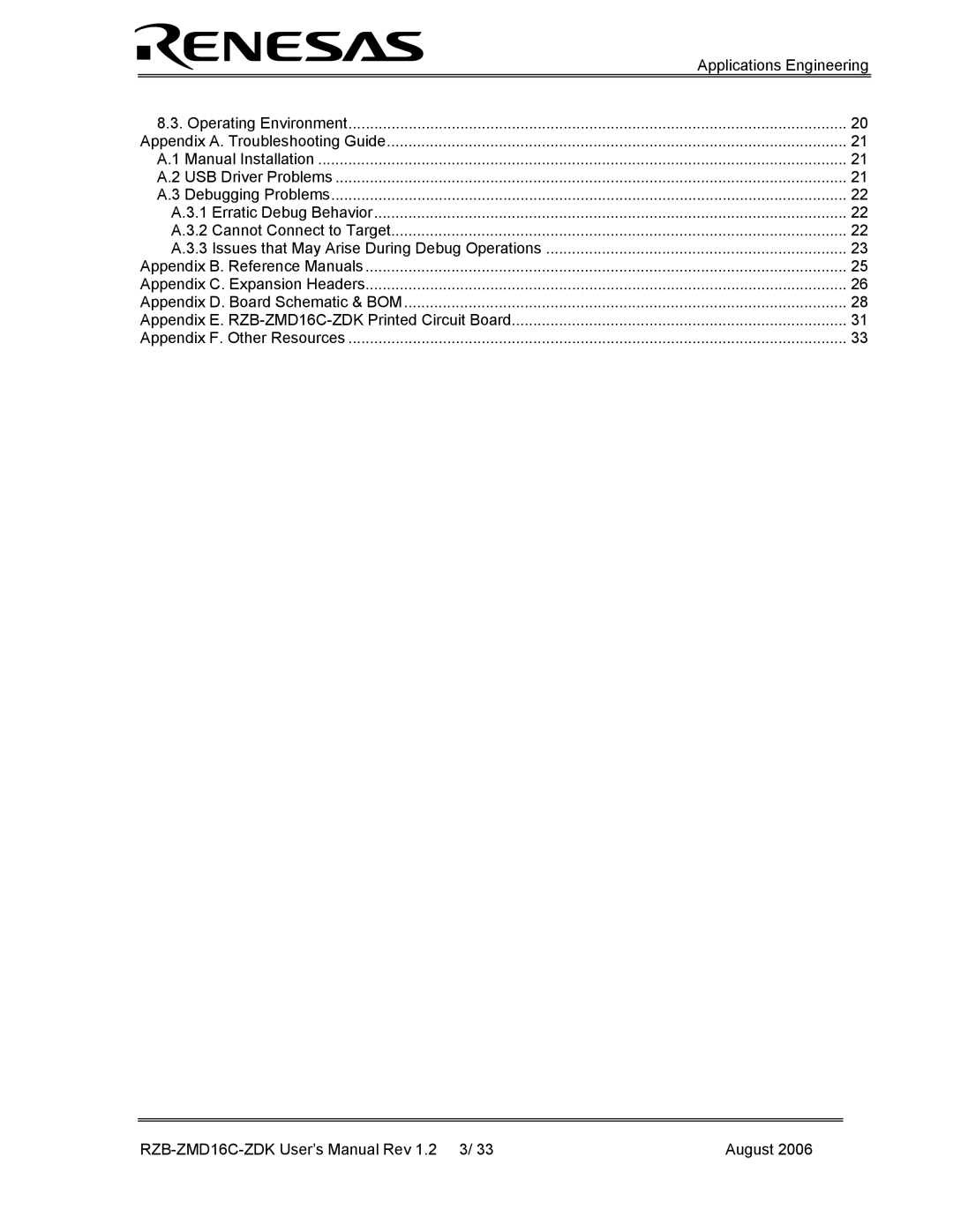 Renesas user manual RZB-ZMD16C-ZDK User’s Manual Rev 1.2 3 August 