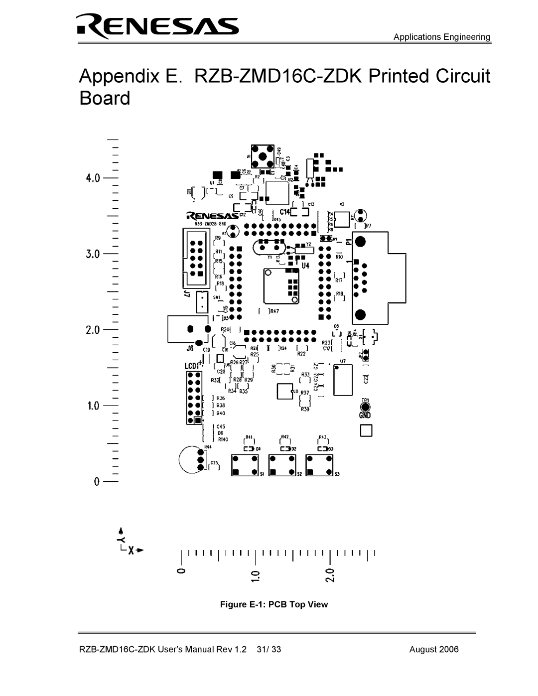 Renesas user manual Appendix E. RZB-ZMD16C-ZDK Printed Circuit Board, Figure E-1 PCB Top View 