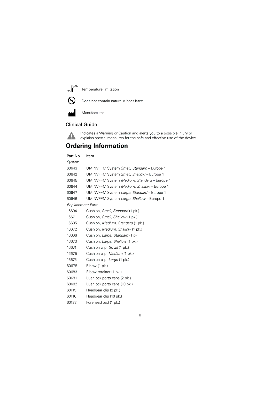 ResMed 1, 608323 manual Ordering Information, Clinical Guide 