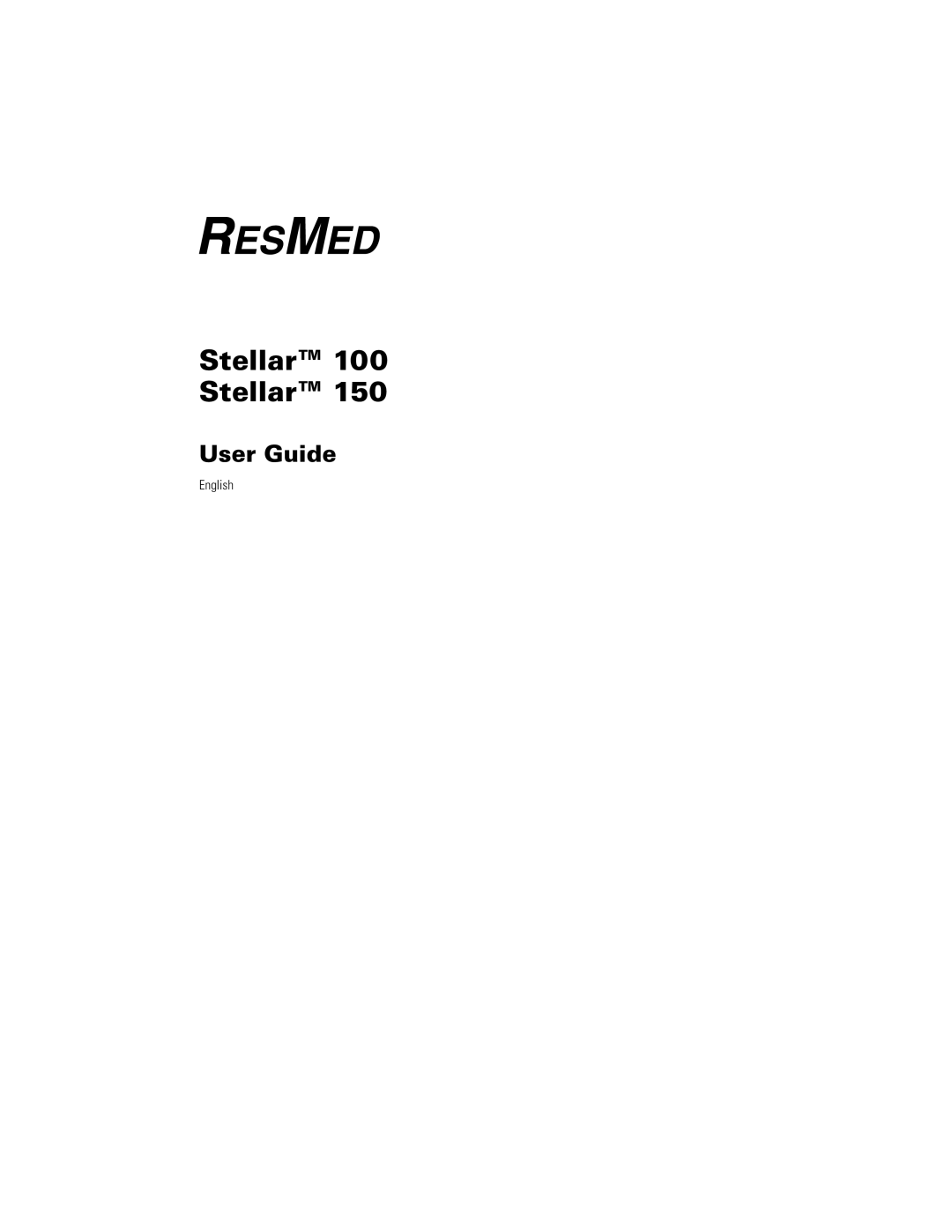 ResMed 2011-09, 248551/1 manual Stellar 100 Stellar, User Guide 
