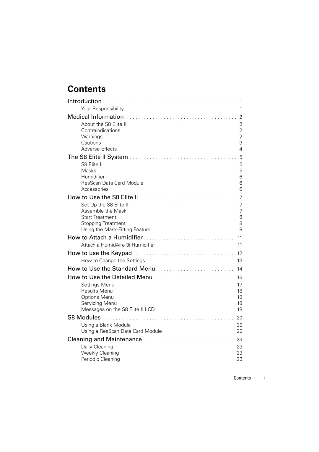 ResMed 338425/1 manual Contents 