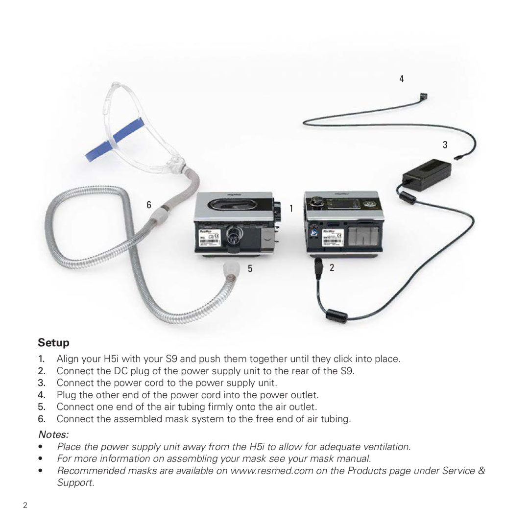 ResMed 368882/1 2012-11 H5i manual Setup 